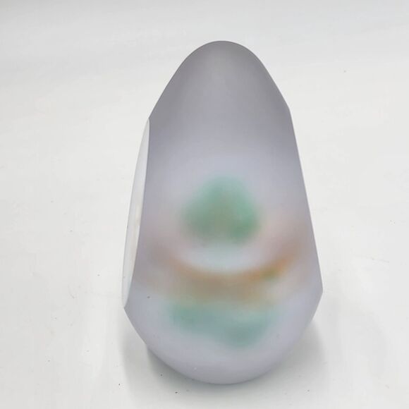 Svaja Art Glass Hand Blown Paperweight Captured Glass Atomic Look Egg Shape - Picture 5 of 7